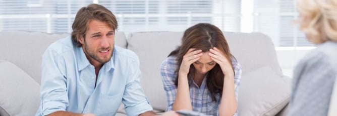 unhappy European/White people talking to relationship counselor unhappy European/White people talking to relationship counselor