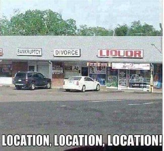 bankruptcy and divorce law offices and liquor store in strip mall