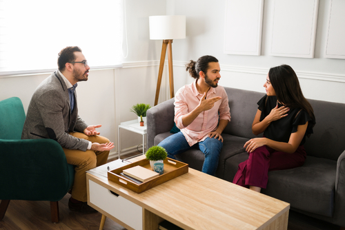 unhappy Hispanic couple arguing-1